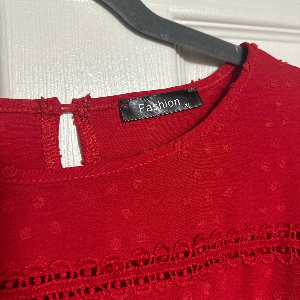 Red Ruffled Women's Top - Picture 2 of 7